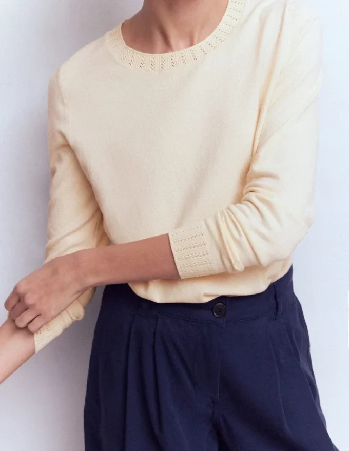 Emilia Cotton Crew Sweater Warm Ivory Emilia Cotton Crew Sweater Warm Ivory