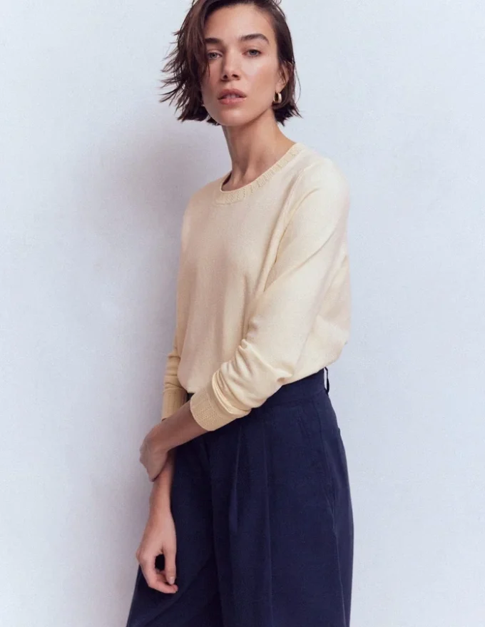 Emilia Cotton Crew Sweater Warm Ivory Emilia Cotton Crew Sweater Warm Ivory