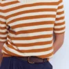 Emilia Cotton Crew T-shirt Cognac/ Warm Ivory Emilia Cotton Crew T-shirt Cognac/ Warm Ivory