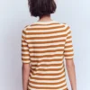 Emilia Cotton Crew T-shirt Cognac/ Warm Ivory Emilia Cotton Crew T-shirt Cognac/ Warm Ivory