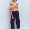 Emilia Cotton Crew T-shirt Cognac/ Warm Ivory Emilia Cotton Crew T-shirt Cognac/ Warm Ivory