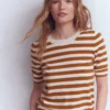 Emilia Cotton Crew T-shirt Cognac/ Warm Ivory Emilia Cotton Crew T-shirt Cognac/ Warm Ivory