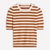 Emilia Cotton Crew T-shirt Cognac/ Warm Ivory Emilia Cotton Crew T-shirt Cognac/ Warm Ivory