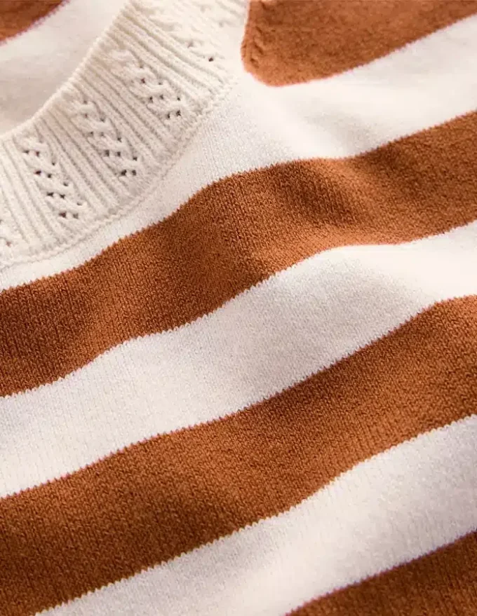 Emilia Cotton Crew T-shirt Cognac/ Warm Ivory Emilia Cotton Crew T-shirt Cognac/ Warm Ivory