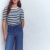 Emilia Cotton Crew T-shirt Denim Blue/ Warm Ivory Emilia Cotton Crew T-shirt Denim Blue/ Warm Ivory