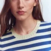 Emilia Cotton Crew T-shirt Denim Blue/ Warm Ivory Emilia Cotton Crew T-shirt Denim Blue/ Warm Ivory