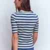 Emilia Cotton Crew T-shirt Denim Blue/ Warm Ivory Emilia Cotton Crew T-shirt Denim Blue/ Warm Ivory