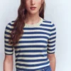 Emilia Cotton Crew T-shirt Denim Blue/ Warm Ivory Emilia Cotton Crew T-shirt Denim Blue/ Warm Ivory
