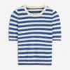 Emilia Cotton Crew T-shirt Denim Blue/ Warm Ivory Emilia Cotton Crew T-shirt Denim Blue/ Warm Ivory