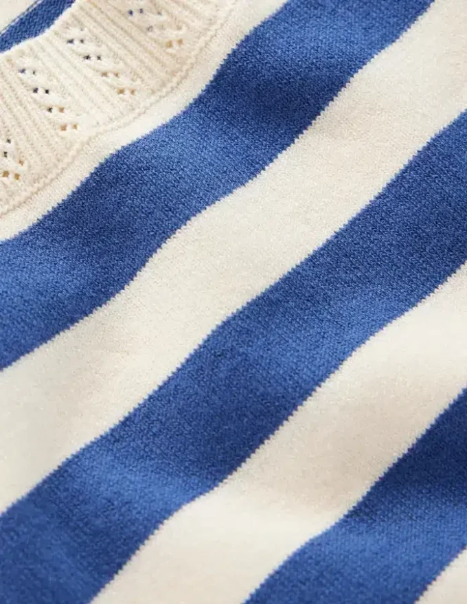 Emilia Cotton Crew T-shirt Denim Blue/ Warm Ivory Emilia Cotton Crew T-shirt Denim Blue/ Warm Ivory