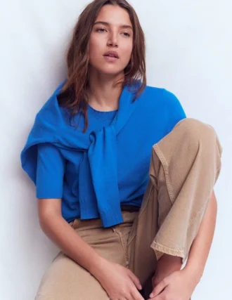 Emilia Cotton Crew T-shirt Kingfisher Blue