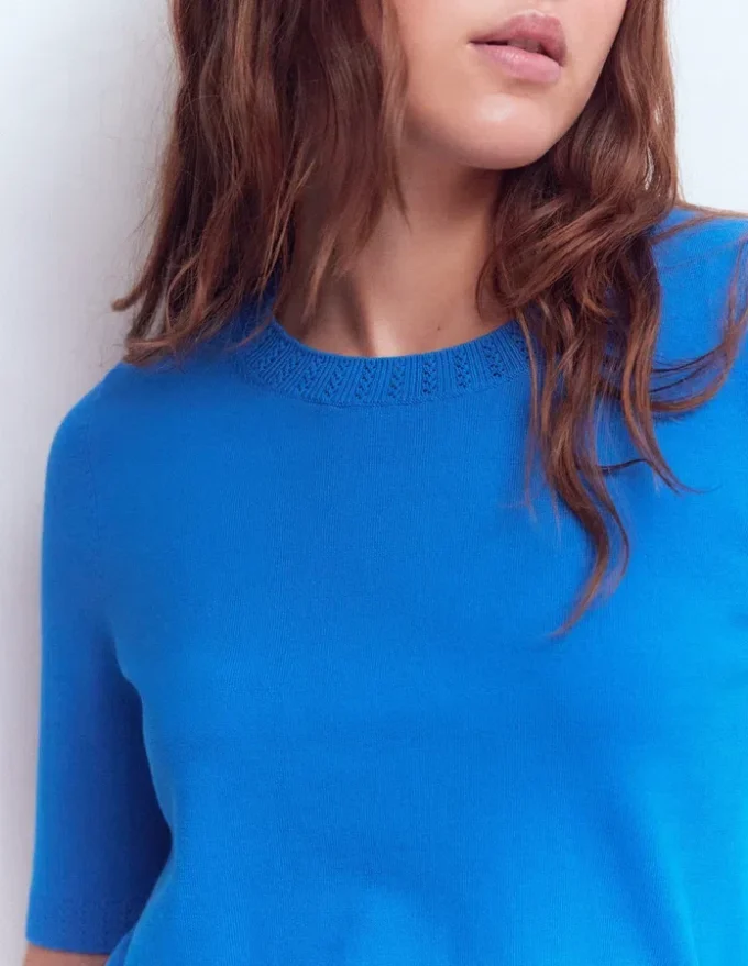 Emilia Cotton Crew T-shirt Kingfisher Blue Emilia Cotton Crew T-shirt Kingfisher Blue