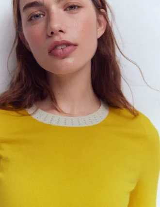 Emilia Cotton Crew T-shirt Pineapple Yellow, Ivory Emilia Cotton Crew T-shirt Pineapple Yellow, Ivory