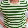 Emilia Cotton Crew T-shirt Promenade Green/ Ivory Stripe Emilia Cotton Crew T-shirt Promenade Green/ Ivory Stripe