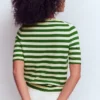 Emilia Cotton Crew T-shirt Promenade Green/ Ivory Stripe Emilia Cotton Crew T-shirt Promenade Green/ Ivory Stripe