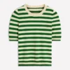 Emilia Cotton Crew T-shirt Promenade Green/ Ivory Stripe Emilia Cotton Crew T-shirt Promenade Green/ Ivory Stripe