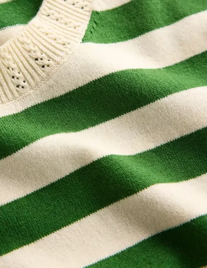 Emilia Cotton Crew T-shirt Promenade Green/ Ivory Stripe Emilia Cotton Crew T-shirt Promenade Green/ Ivory Stripe