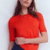 Emilia Cotton Crew T-shirt Sunset Orange Emilia Cotton Crew T-shirt Sunset Orange