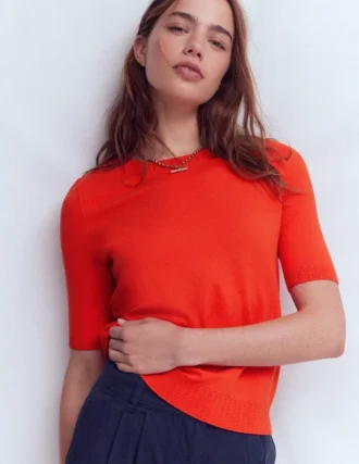 Emilia Cotton Crew T-shirt Sunset Orange