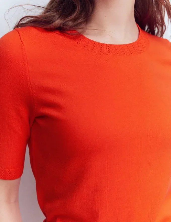 Emilia Cotton Crew T-shirt Sunset Orange Emilia Cotton Crew T-shirt Sunset Orange