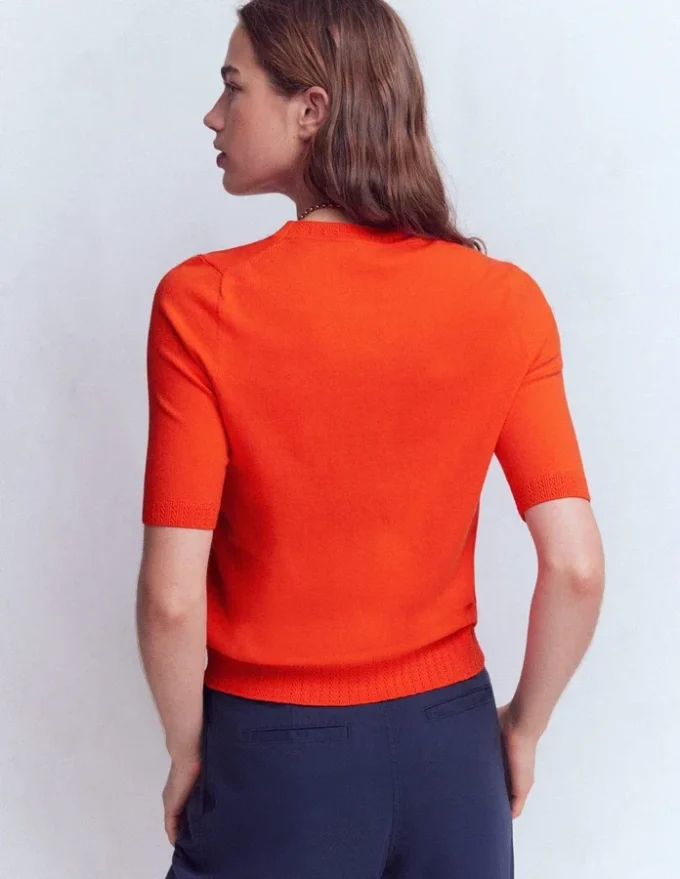 Emilia Cotton Crew T-shirt Sunset Orange Emilia Cotton Crew T-shirt Sunset Orange