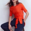 Emilia Cotton Crew T-shirt Sunset Orange Emilia Cotton Crew T-shirt Sunset Orange
