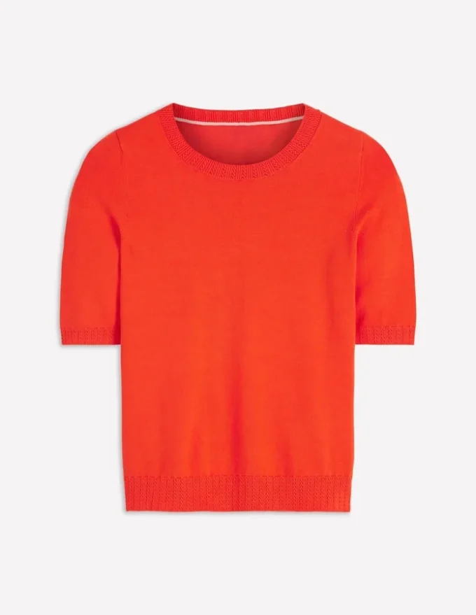 Emilia Cotton Crew T-shirt Sunset Orange Emilia Cotton Crew T-shirt Sunset Orange