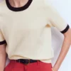 Emilia Cotton Crew T-shirt Warm Ivory, Navy Emilia Cotton Crew T-shirt Warm Ivory, Navy