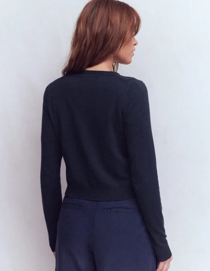 Emilia Cotton Cropped Cardigan Navy Emilia Cotton Cropped Cardigan Navy