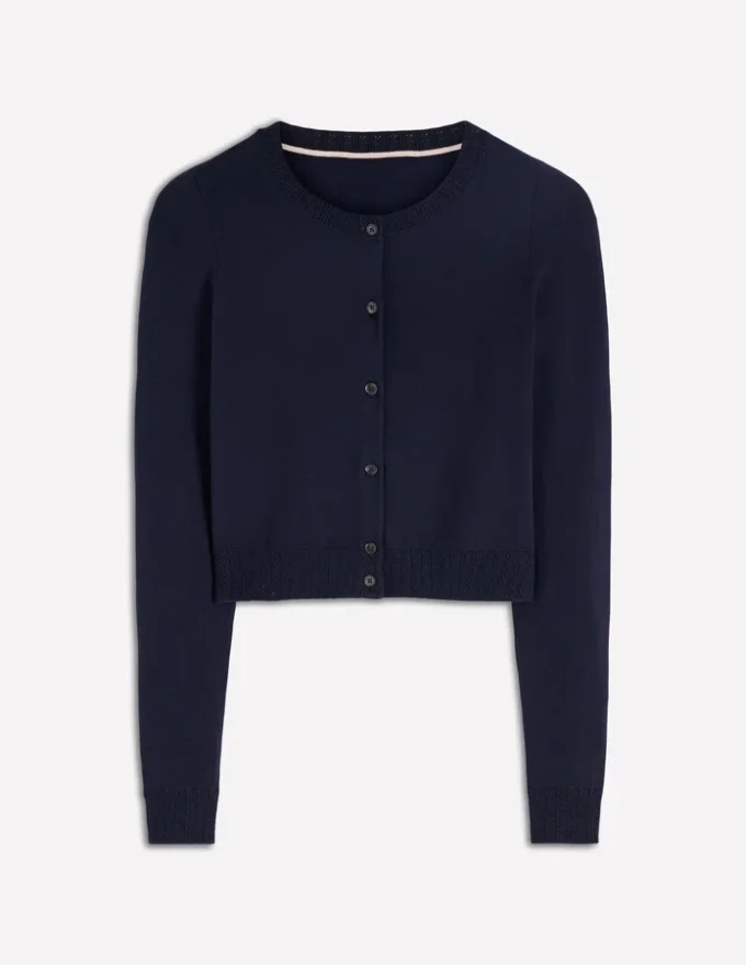 Emilia Cotton Cropped Cardigan Navy Emilia Cotton Cropped Cardigan Navy