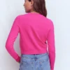 Emilia Cotton Cropped Cardigan Pink Peony Emilia Cotton Cropped Cardigan Pink Peony