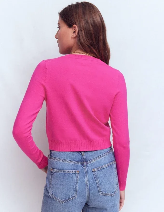 Emilia Cotton Cropped Cardigan Pink Peony Emilia Cotton Cropped Cardigan Pink Peony