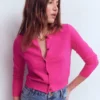 Emilia Cotton Cropped Cardigan Pink Peony Emilia Cotton Cropped Cardigan Pink Peony