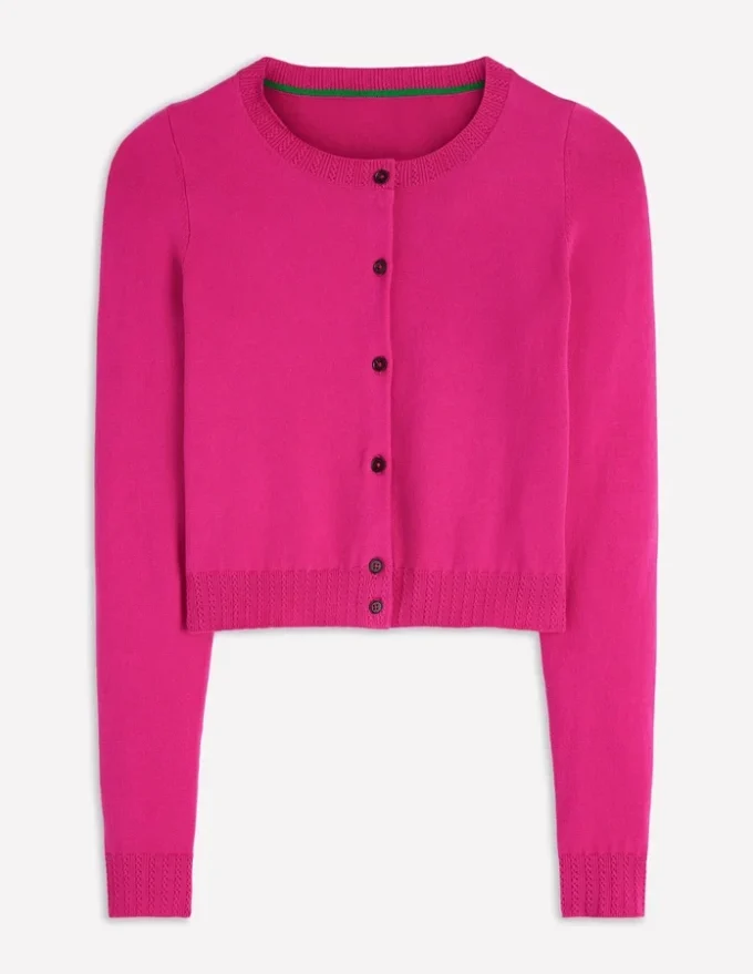 Emilia Cotton Cropped Cardigan Pink Peony Emilia Cotton Cropped Cardigan Pink Peony