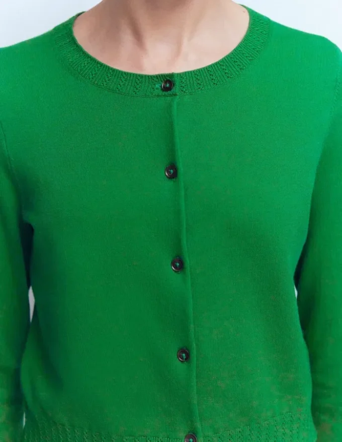 Emilia Cotton Cropped Cardigan Rich Emerald Emilia Cotton Cropped Cardigan Rich Emerald