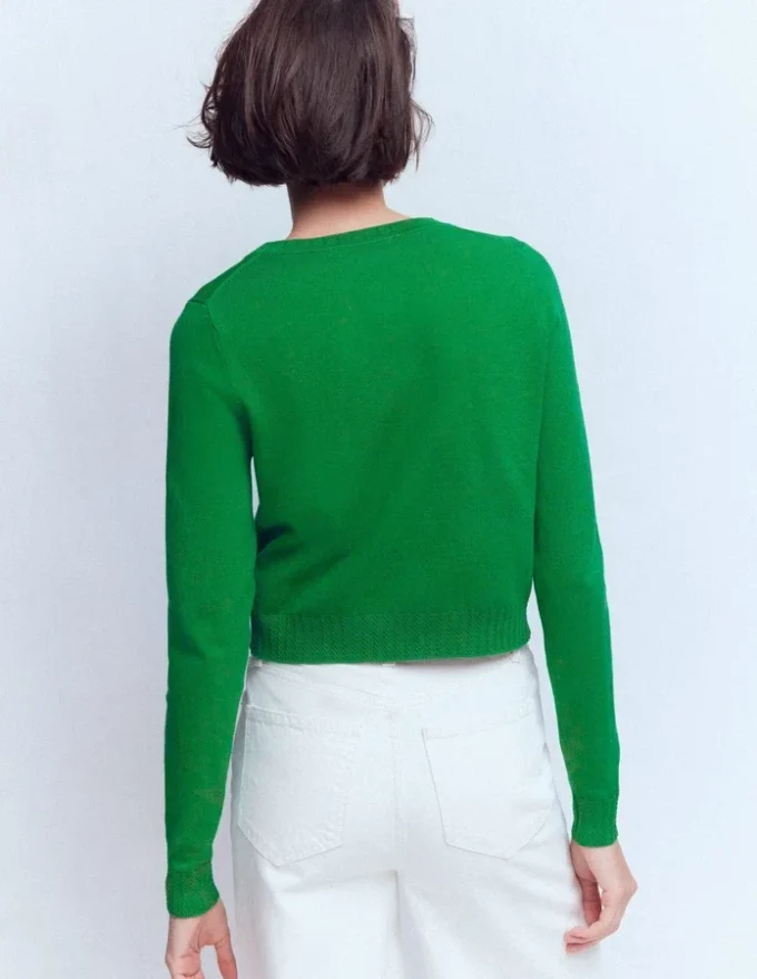 Emilia Cotton Cropped Cardigan Rich Emerald Emilia Cotton Cropped Cardigan Rich Emerald