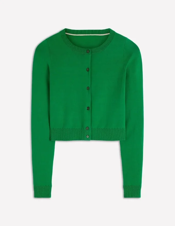 Emilia Cotton Cropped Cardigan Rich Emerald Emilia Cotton Cropped Cardigan Rich Emerald