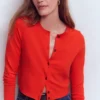 Emilia Cotton Cropped Cardigan Sunset Orange Emilia Cotton Cropped Cardigan Sunset Orange