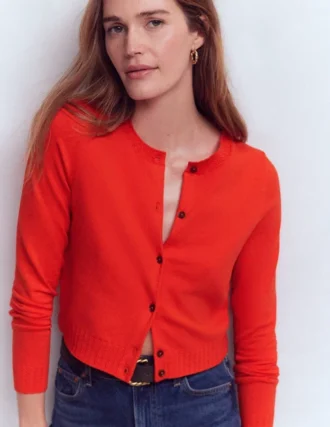 Emilia Cotton Cropped Cardigan Sunset Orange