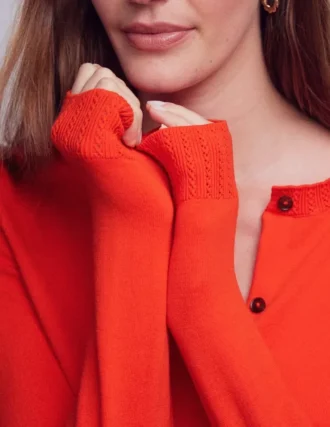 Emilia Cotton Cropped Cardigan Sunset Orange