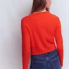 Emilia Cotton Cropped Cardigan Sunset Orange Emilia Cotton Cropped Cardigan Sunset Orange