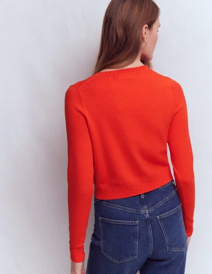 Emilia Cotton Cropped Cardigan Sunset Orange Emilia Cotton Cropped Cardigan Sunset Orange