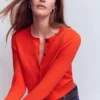 Emilia Cotton Cropped Cardigan Sunset Orange Emilia Cotton Cropped Cardigan Sunset Orange