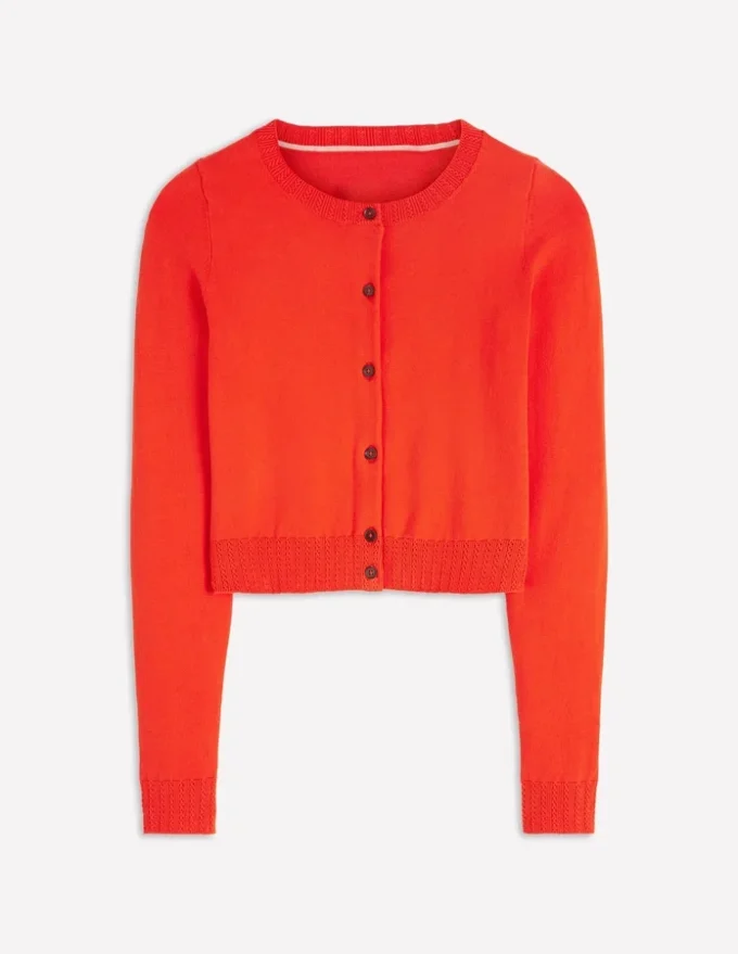 Emilia Cotton Cropped Cardigan Sunset Orange Emilia Cotton Cropped Cardigan Sunset Orange