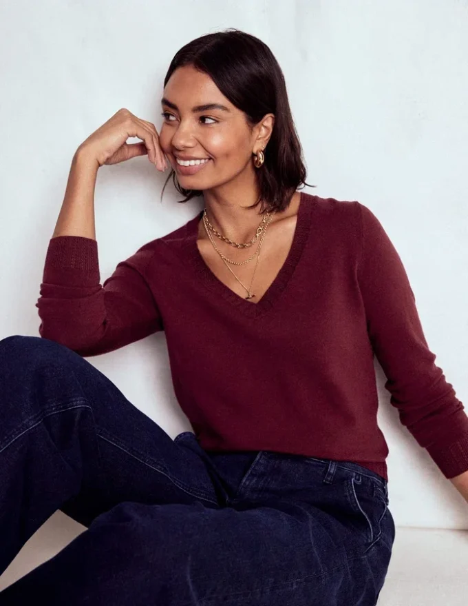 Emilia Cotton V Neck Sweater Deep Wisteria Emilia Cotton V Neck Sweater Deep Wisteria