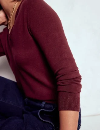 Emilia Cotton V Neck Sweater Deep Wisteria