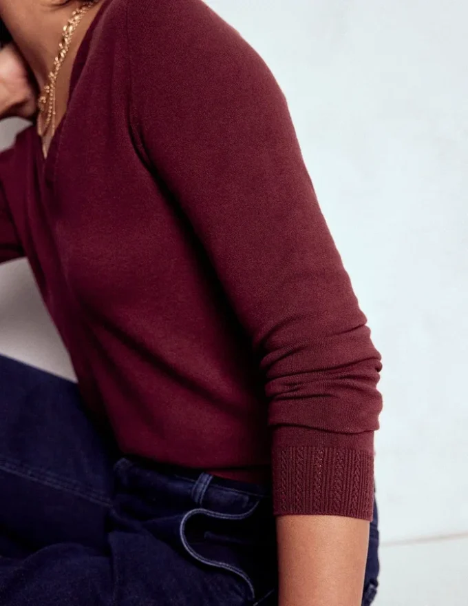 Emilia Cotton V Neck Sweater Deep Wisteria Emilia Cotton V Neck Sweater Deep Wisteria