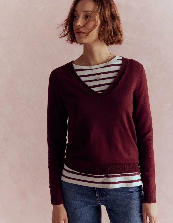 Emilia Cotton V Neck Sweater Deep Wisteria Emilia Cotton V Neck Sweater Deep Wisteria