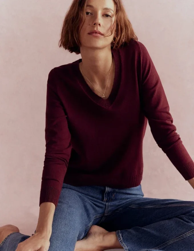 Emilia Cotton V Neck Sweater Deep Wisteria Emilia Cotton V Neck Sweater Deep Wisteria