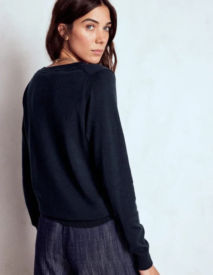 Emilia Cotton V Neck Sweater Navy Emilia Cotton V Neck Sweater Navy